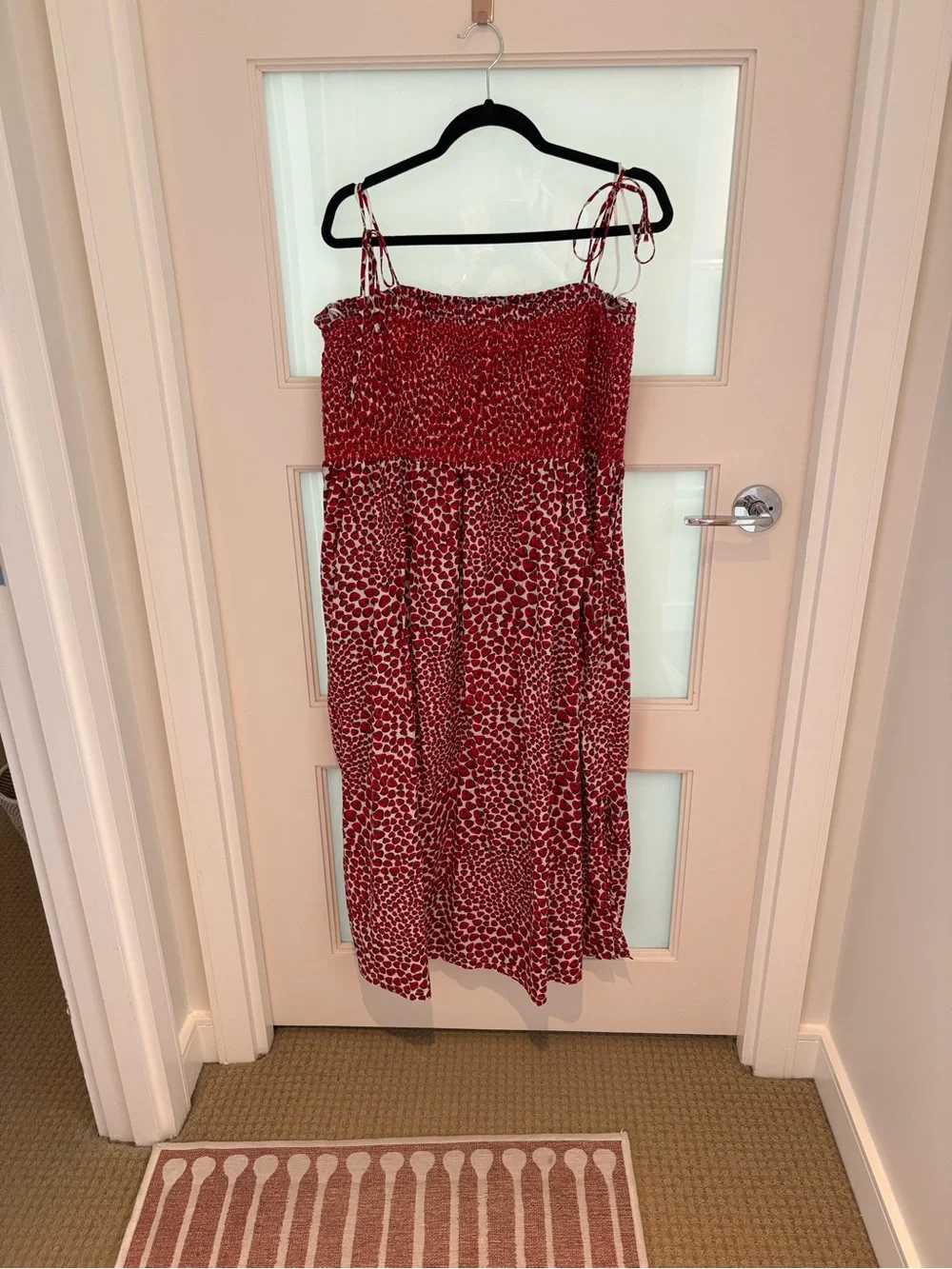 J. Crew Strawberry Printed Smocked Midi Dress - Picture 1 of 3